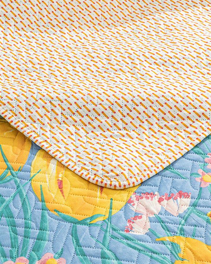 Cuvertura pat reversibila King Size, Tulip Paradise, poliester, 240x220 cm, bleu