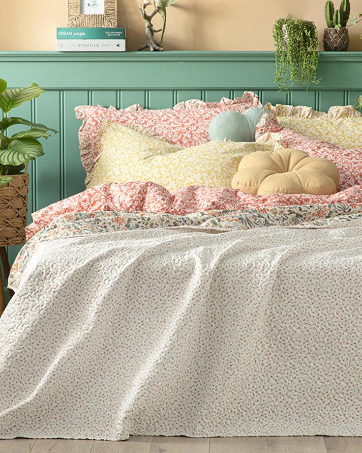 Cuvertura pat reversibila King Size, Wild Forest, poliester, 240x220 cm, roz