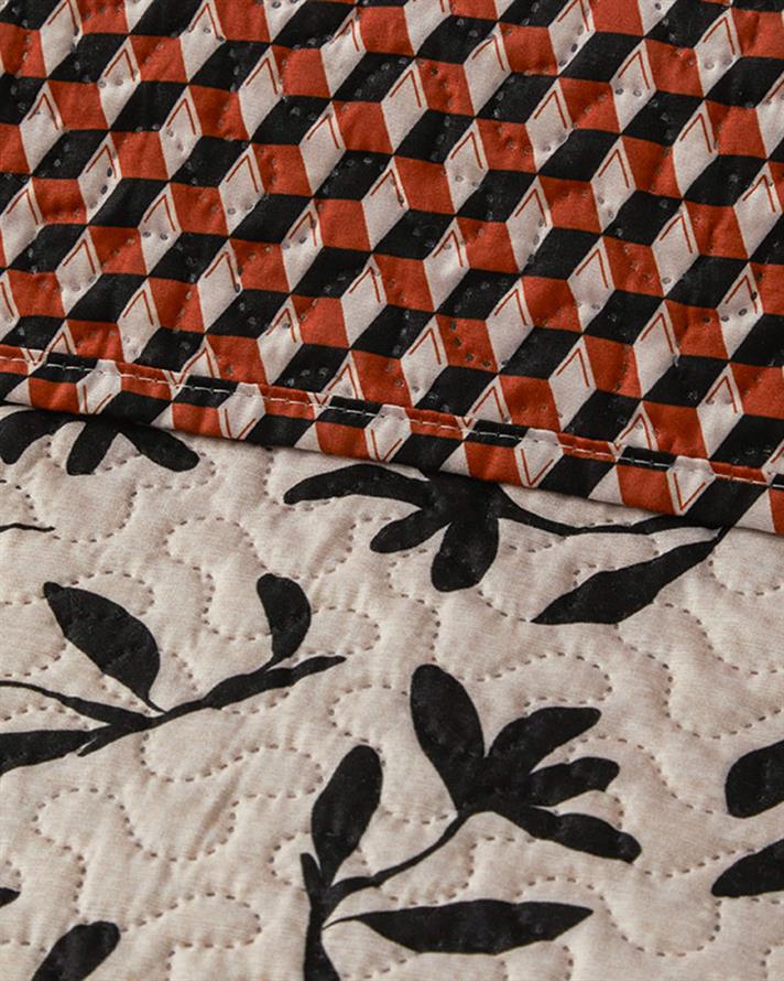 Cuvertura pat reversibila pentru doua persoane, Vinette, poliester, 200x220 cm, negru