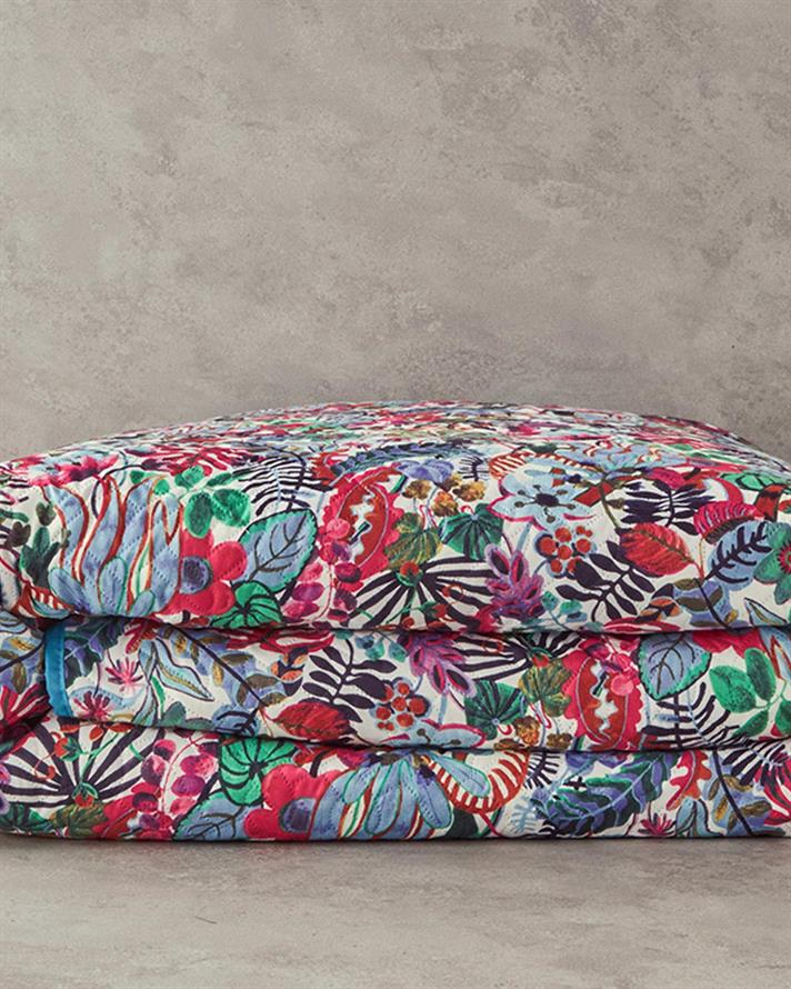 Cuvertura pat reversibila pentru doua persoane, Flower Frenzy, poliester, 200x220 cm, violet