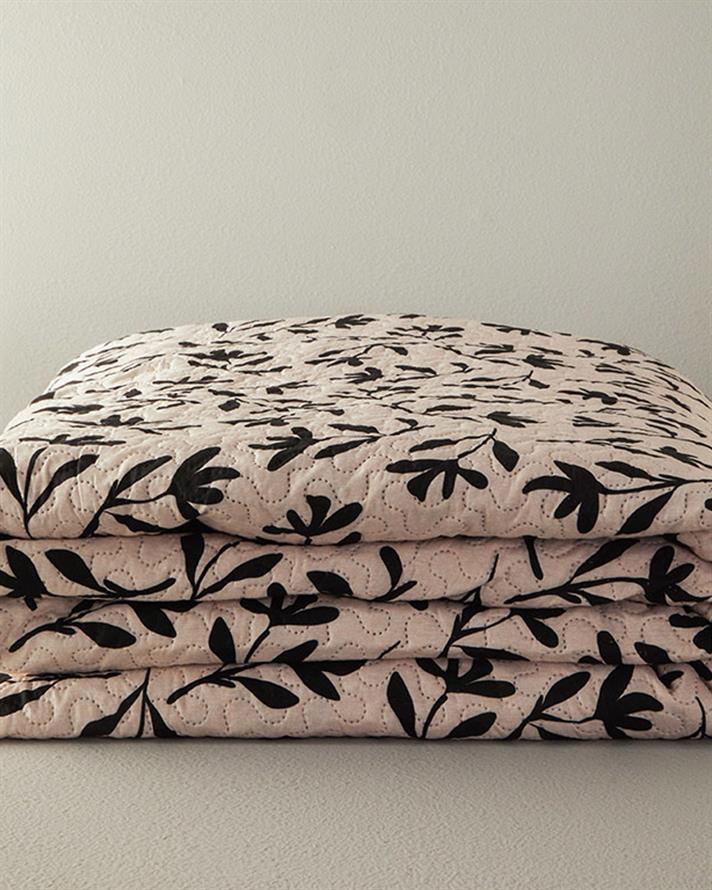 Cuvertura pat reversibila pentru doua persoane, Vinette, poliester, 200x220 cm, negru