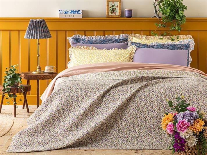 Cuvertura pat reversibila pentru o persoana, Colorful Bouquet, poliester, 160x220 cm, lila