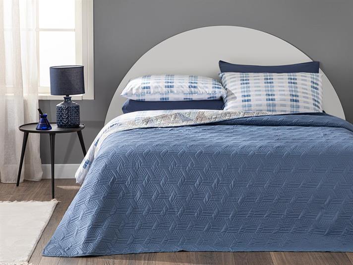 Cuvertura pat reversibila pentru o persoana, Severus, poliester, 160x220 cm, bleu