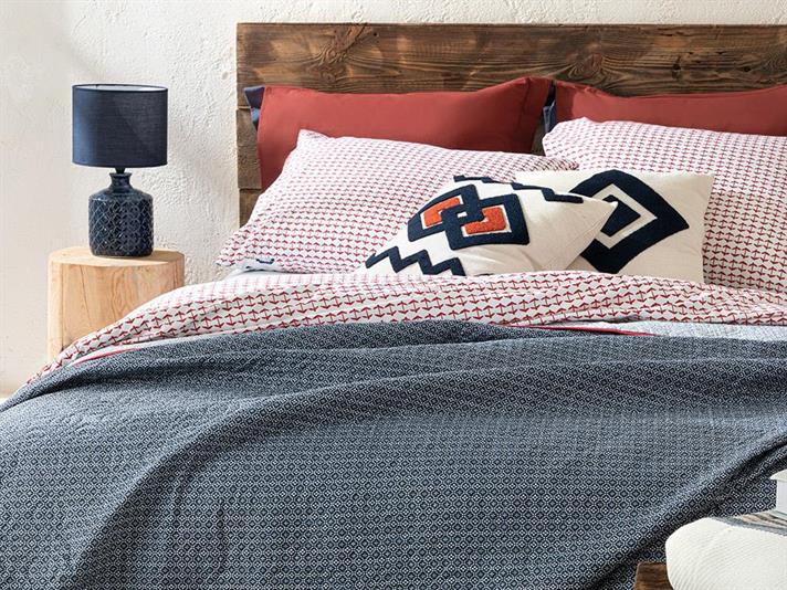 Cuvertura pat reversibila pentru o persoana, Estrella, poliester, 160x220 cm, bleumarin