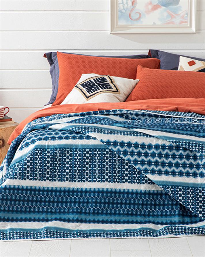 Cuvertura pat reversibila pentru o persoana, Free Spirit, poliester, 160x220 cm, bleumarin