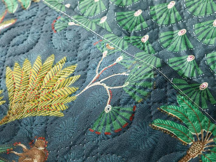 Cuvertura Pat Reversibila Pentru O Persoana, Wild Wood, Poliester, 160x220 Cm, Albastru Petrol-Verde