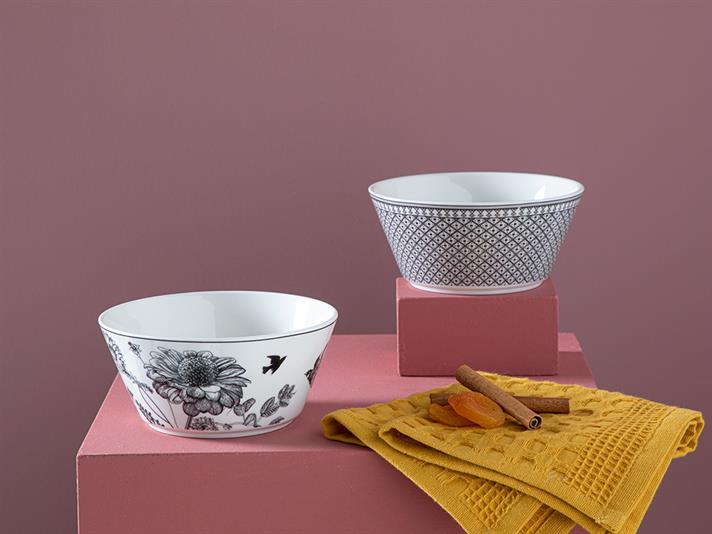 Dainty Beauty bone porcelain 2 Set Bowl 14 cm Black