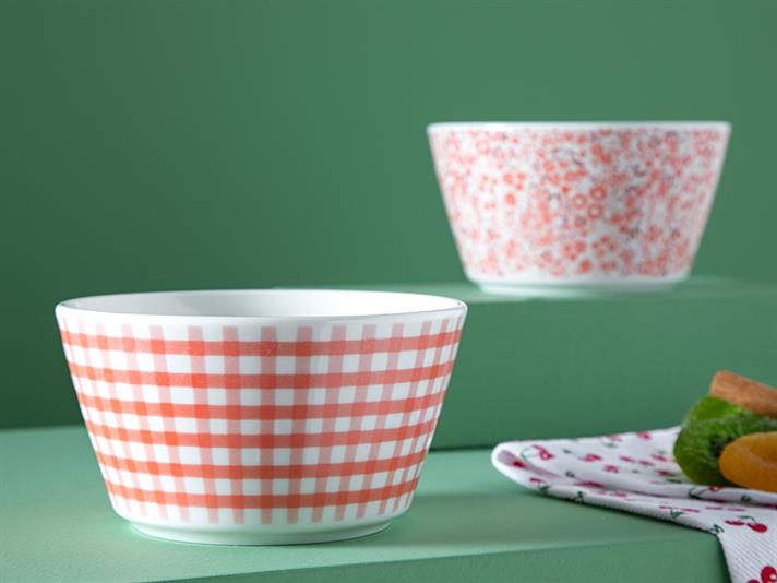 Set 2 boluri, Dainty Notion, porțelan, 11 cm, portocaliu