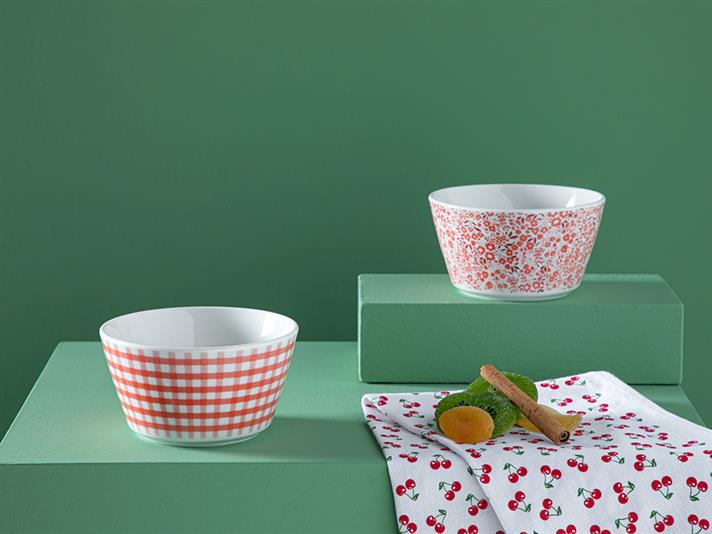 Set 2 boluri, Dainty Notion, porțelan, 11 cm, portocaliu