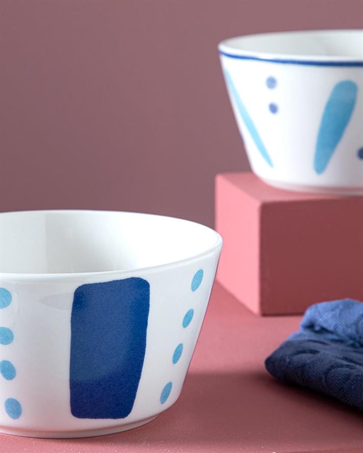 Dainty Stripes bone porcelain 2 Set Bowl 11 cm Blue