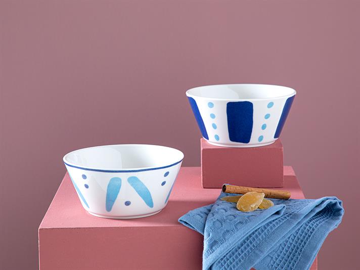 Dainty Stripes bone porcelain 2 Set Bowl 14 cm Blue
