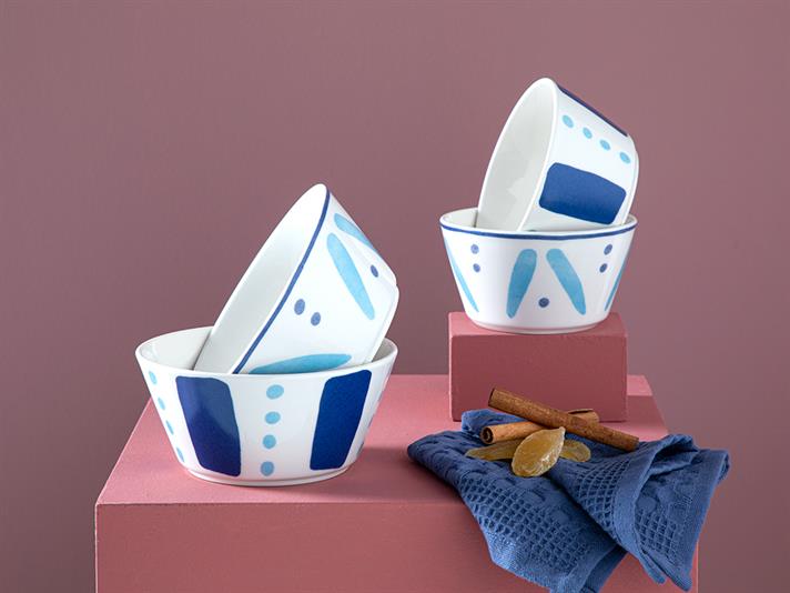Dainty Stripes bone porcelain 2 Set Bowl 14 cm Blue