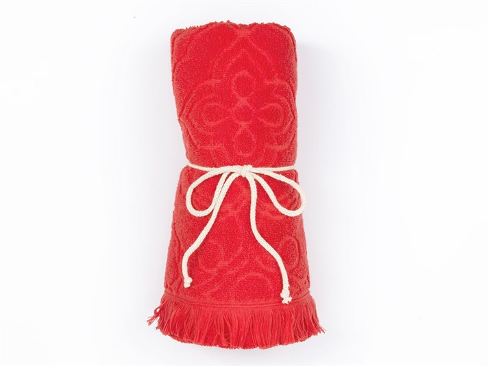 Damasc Prosop De Plajă 80X150 Cm Roșu