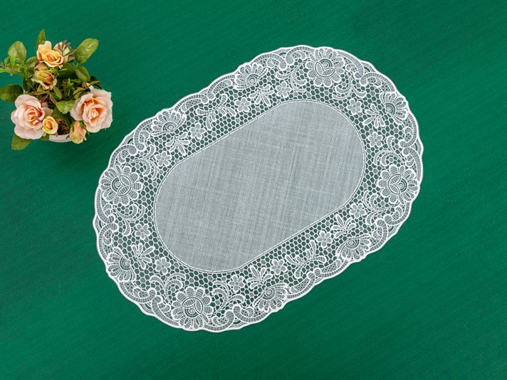 damasc Vinil Placemat Masă 30x45 cm Alb