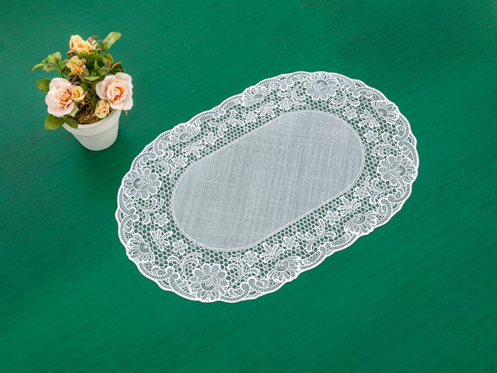 damasc Vinil Placemat Masă 30x45 cm Alb