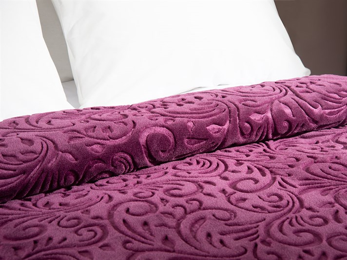 damasc  Emboss Double Person  PĂTURĂ 200x220 cm Damson