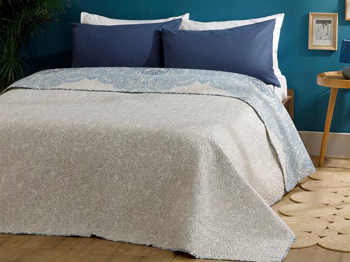 Damask urban Poliester King Size Cuvertură Multifuncțională 240*220 Cm Albastru