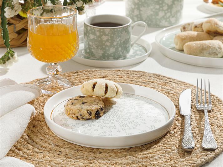 Dande New Bone Dessert Plate 17 cm White - Green