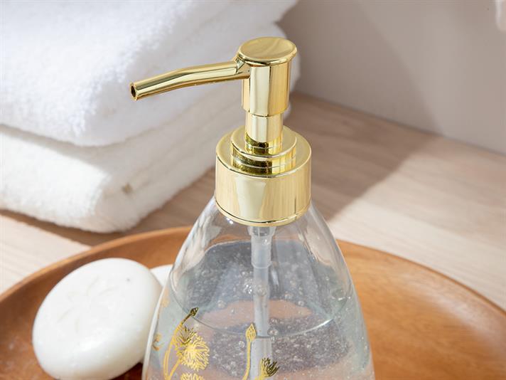 Dandelion Sticlă Recipient Săpun Lichid Baie 7x7x18 cm Gold