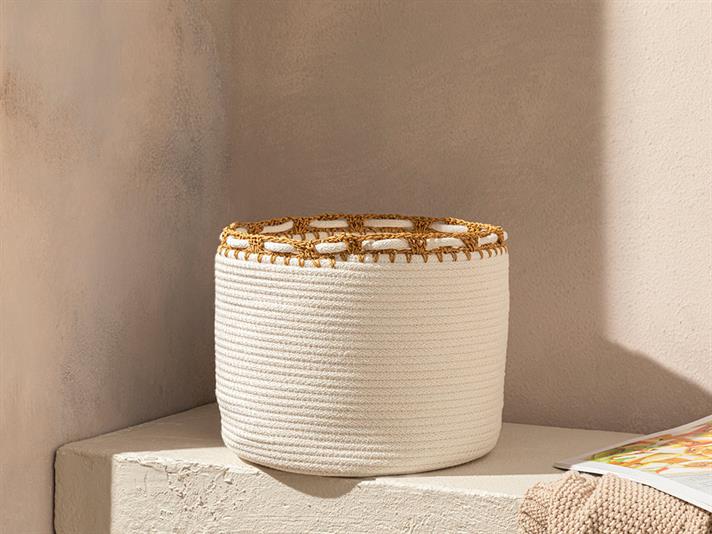 Cos depozitare, Lace, poliester, 25x25x20,5 cm, ecru