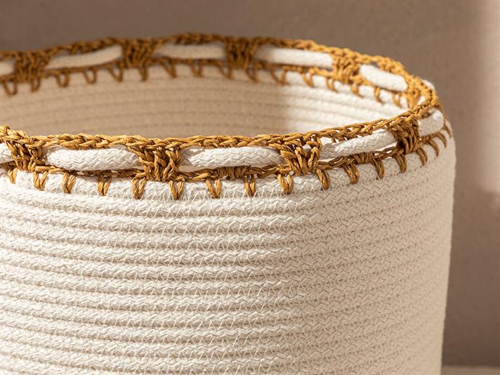 Cos depozitare, Lace, poliester, 25x25x20,5 cm, ecru