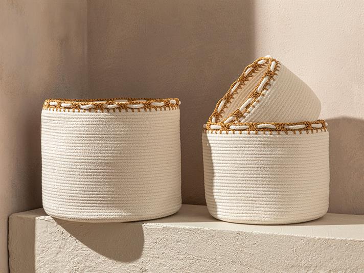 Cos depozitare, Lace, poliester, 30x25 cm, ecru