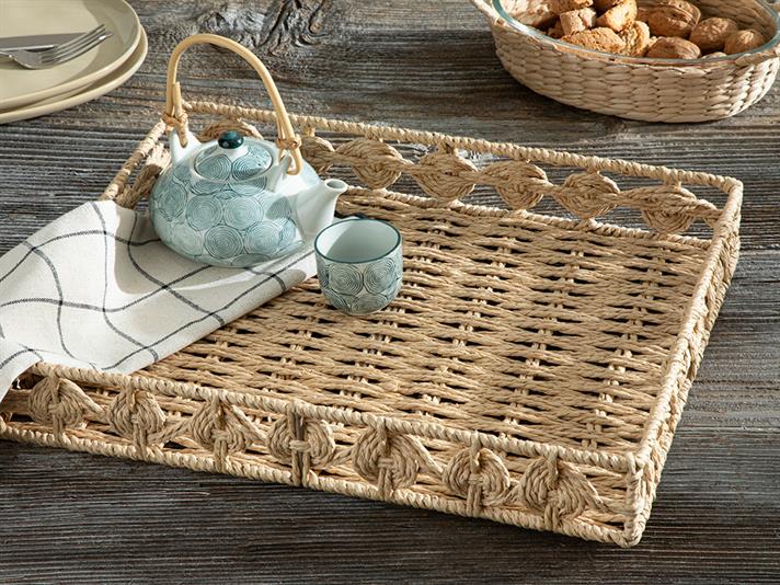 Dateless Tavă, Paie, 38*30 Cm, Albastru-Beige