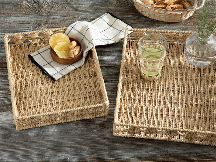 Dateless Tavă, Paie, 38*30 Cm, Albastru-Beige