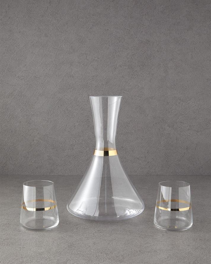 de aur Sticlă 3 Piese Carafă 380 Ml + 2000 Ml Gold
