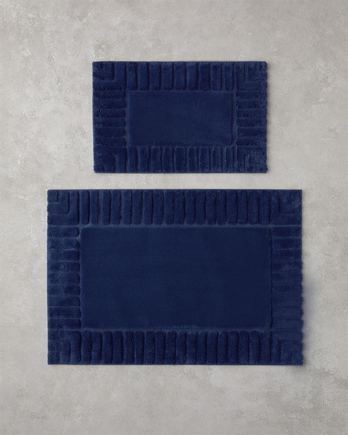 de mărgăritar Cu Bumbac Set Covorașe De Baie 60x90 + 40x60 cm Bleumarin