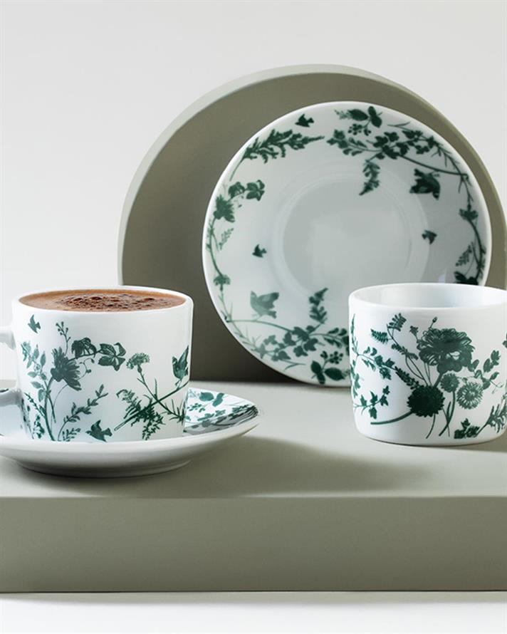 Dealul Păsărilor Porțelan 4 Bucati Pentru 2 Persoane Set Cești De Cafea 80 Ml Mint-Lilac-Roz