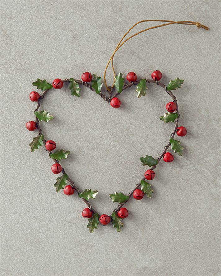 Decorațiune de agățat, Berry Heart, metal, 12x12 cm, roșu