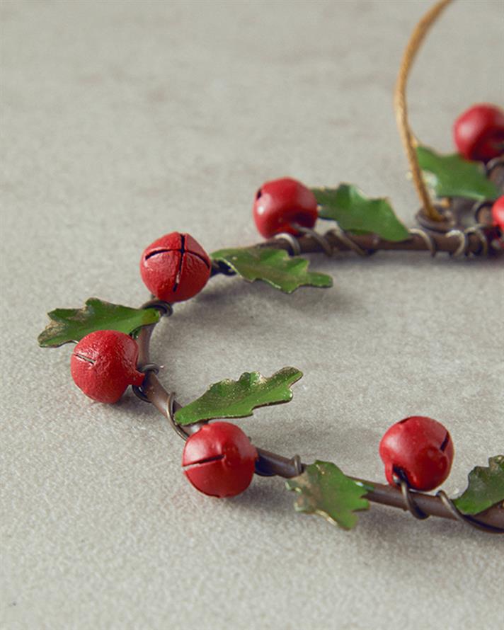 Decorațiune de agățat, Berry Heart, metal, 12x12 cm, roșu