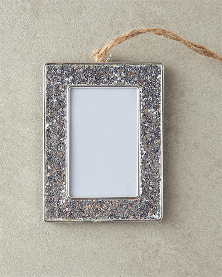 Decorațiune de agățat, Glitter, metal, 7,5x10 cm, argintiu