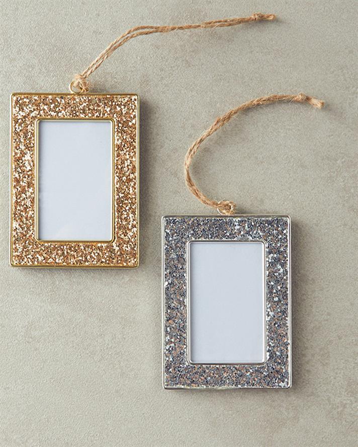 Decorațiune de agățat, Glitter, metal, 7,5x10 cm, argintiu