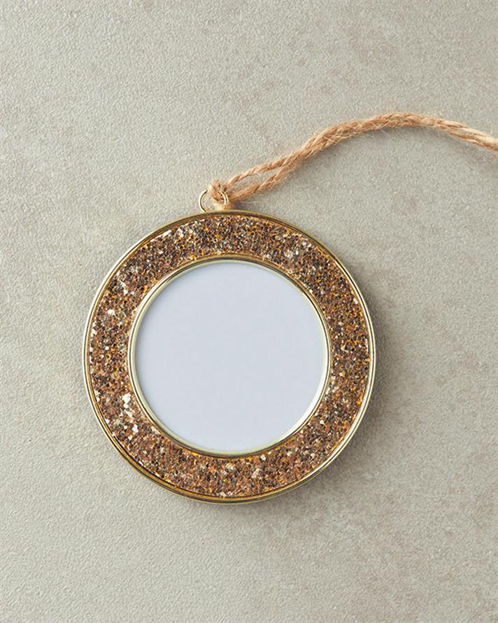 Decorațiune de agățat, Glitter, metal, 9x9 cm, auriu