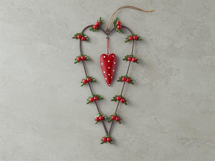 Decorațiune de agățat, Heart Hanger, metal, 26 cm, roșu