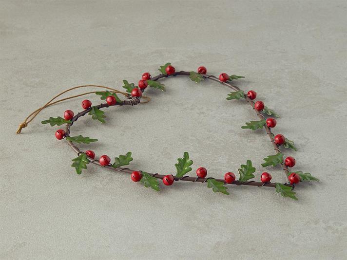 Decorațiune de agățat, Leaf and Berry, metal, 20x20 cm, roșu