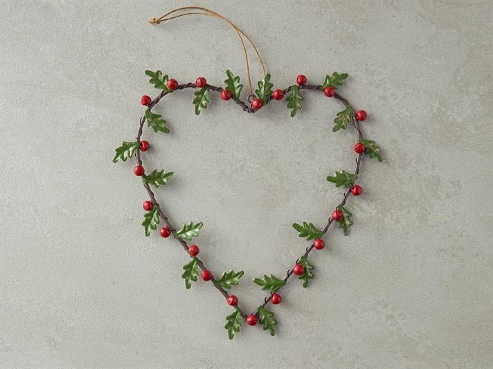 Decorațiune de agățat, Leaf and Berry, metal, 20x20 cm, roșu