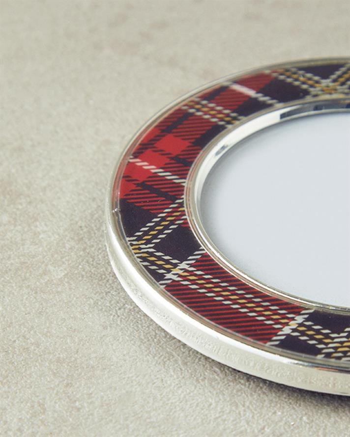 Decorațiune de agățat, Plaid, metal, 9x9 cm, bordo