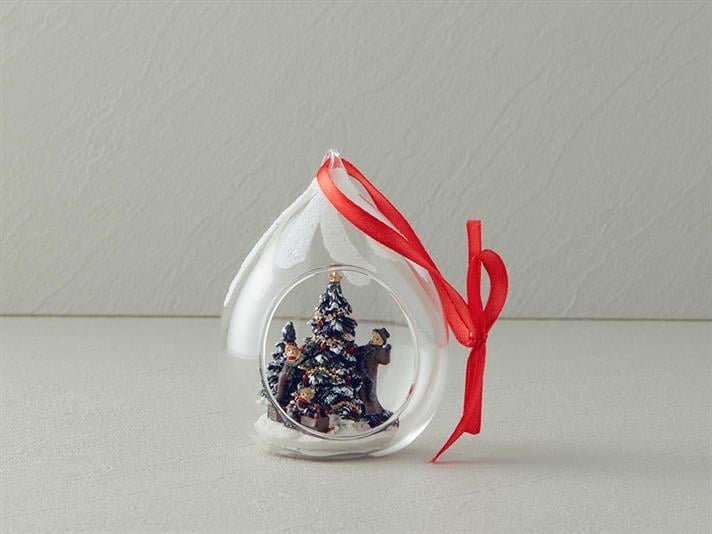 Decorațiune de agățat, Snow Ball, sticlă, 7x8x10,4 cm, roșu