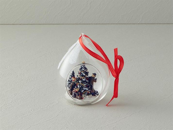 Decorațiune de agățat, Snow Ball, sticlă, 7x8x10,4 cm, roșu