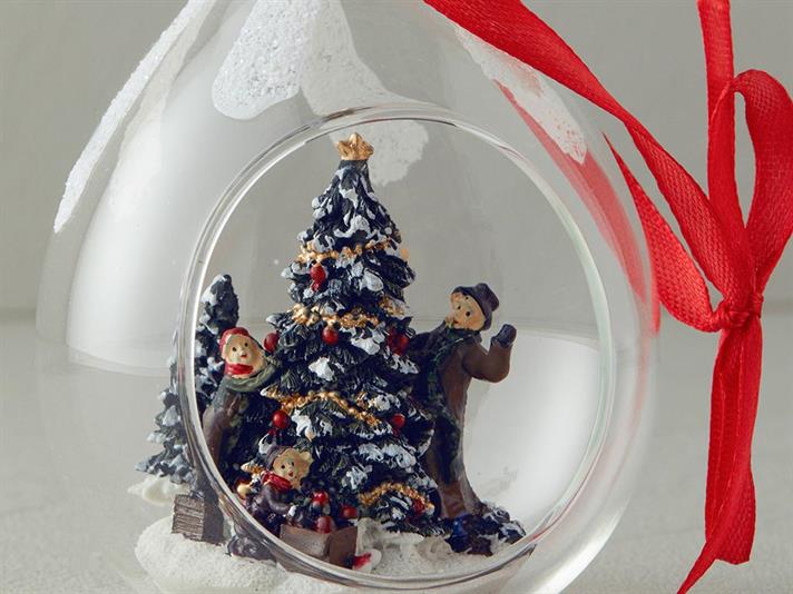 Decorațiune de agățat, Snow Ball, sticlă, 7x8x10,4 cm, roșu