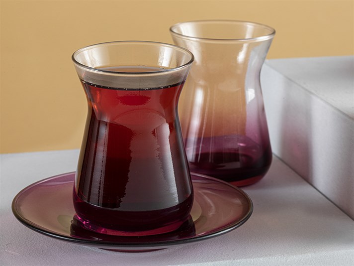 Degetto Glass 8 Pieces 4 Servings Tea Set 130 ml Damson