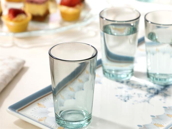 Degetto Glass 6 Set Served with Coffee Water Glass 100 ml Green-Brown