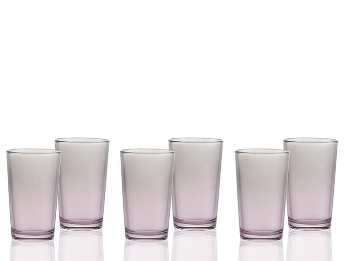 Degetto Glass 6 Set Served with Coffee Water Glass 100 ml Gray-Pink