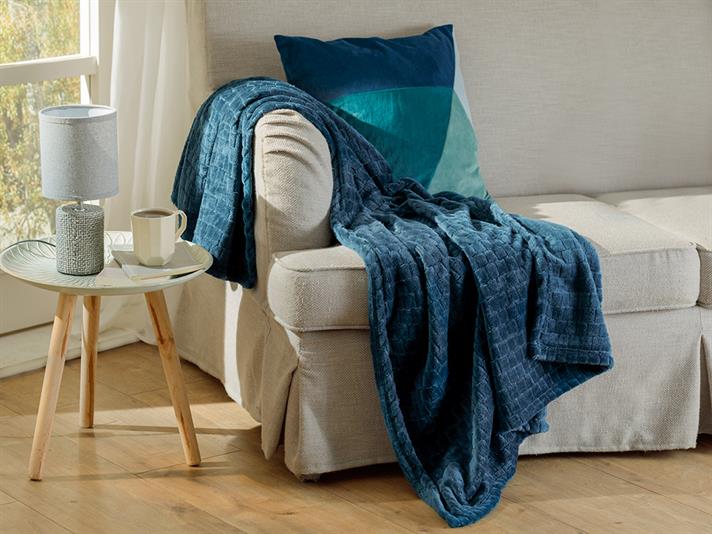 Pătură, pentru o persoană, Delicate, poliester, 120x160 cm, albastru închis