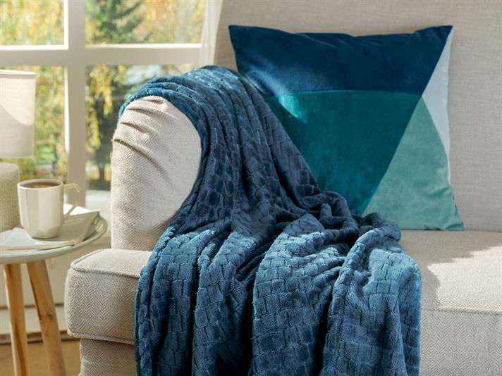 Pătură, pentru o persoană, Delicate, poliester, 120x160 cm, albastru închis