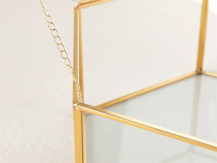 Cutie decorativa, Deluxe, sticla, 10x11x6 cm, auriu