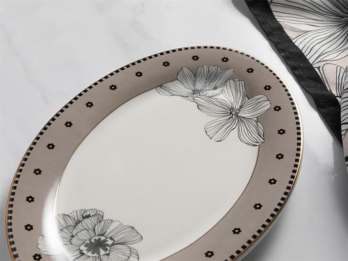 Denby Dark New Bone Platter 25 cm Black - White - Cream